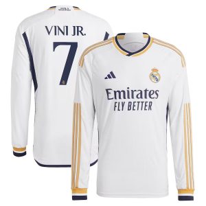 MAILLOT REAL MADRID DOMICILE 2023 2024 MANCHES LONGUES VINI JR.